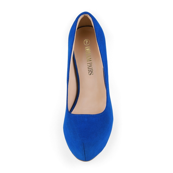 High Heel Stiletto Platform Pumps - ROYAL BLUE SUEDE - 4